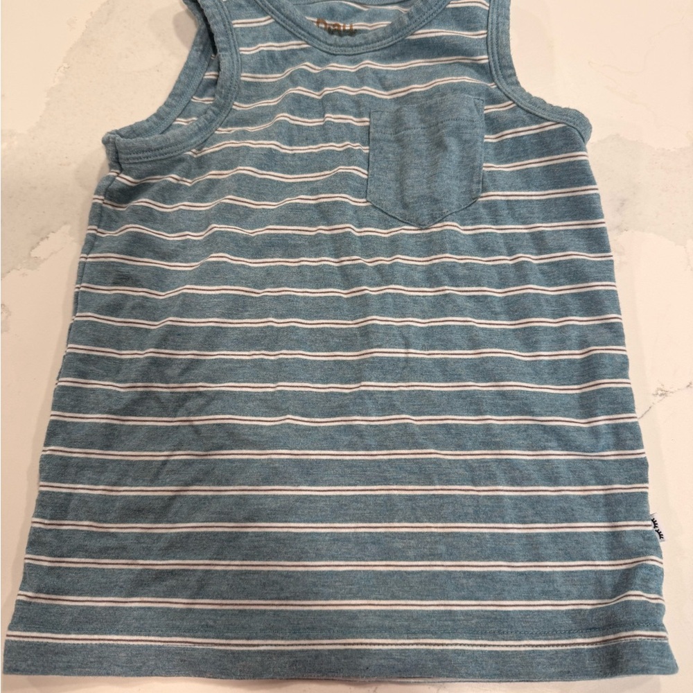 Little Sleepies Blue and White Striped Tank Top
